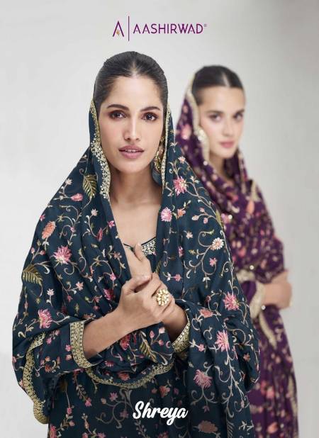 Shreya By Aashirwad Premium Chinnon Silk Readymade Suits Wholesale Online